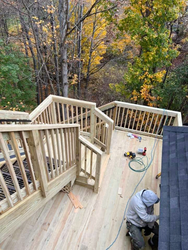 New deck and exterior stairway- built by RAB Construction, Inc., of East Montpelier, VT